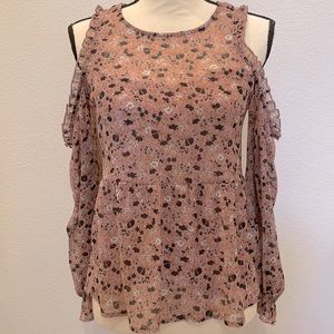 American Eagle Floral Cold-Shoulder Blouse